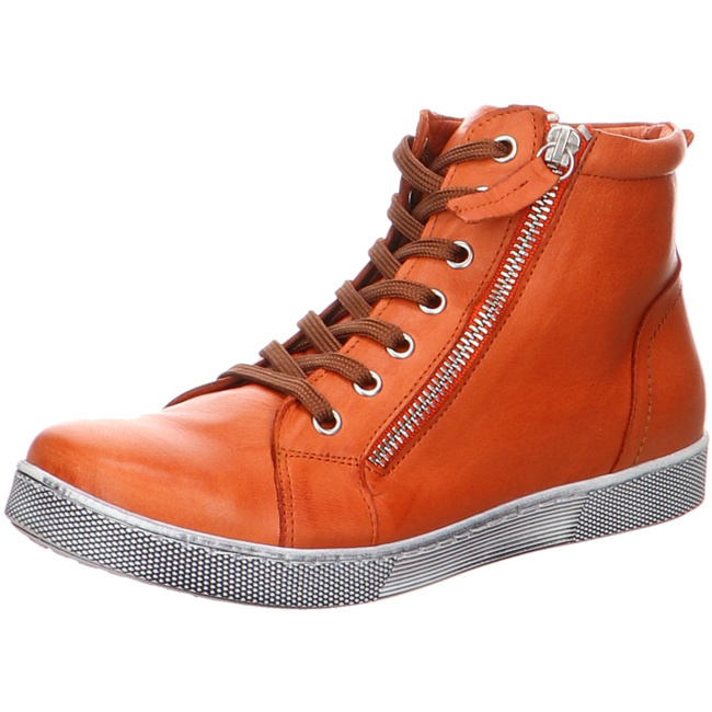 Andrea Conti Damen Stiefeletten Boots Rot Leder Schnürung Sneaker High