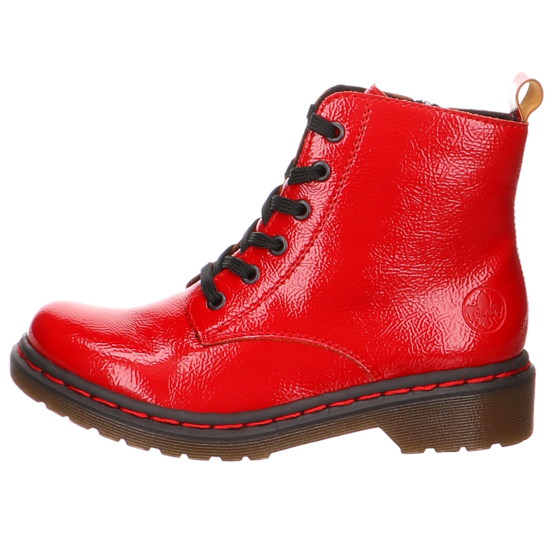 Rieker Damen Schnür-Boots Rot Synthetik Lack Warmfutter 